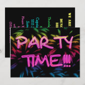 Neon Fireworks Party-uitnodiging Kaart (Voorkant / Achterkant)