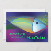 Neon Fish Art Gallery Art Show Exhibit Invitations Kaart (Voorkant)