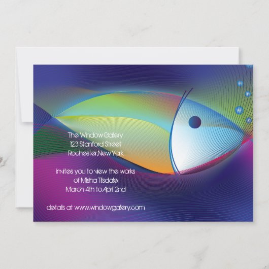 Neon Fish Art Gallery Art Show Exhibit Invitations Kaart (Achterkant)
