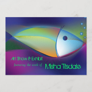 Neon Fish Art Gallery Art Show Exhibit Invitations Kaart