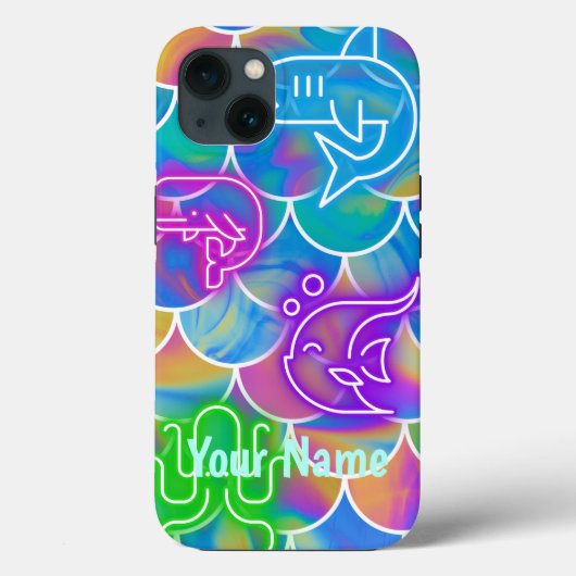 Neon Fish Retro Indie Kidcore Aesthetic 80s Case-Mate iPhone Case (Achterkant)