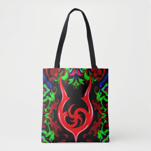 Neon Flame Mandala Pattern Tote Bag (Voorkant)