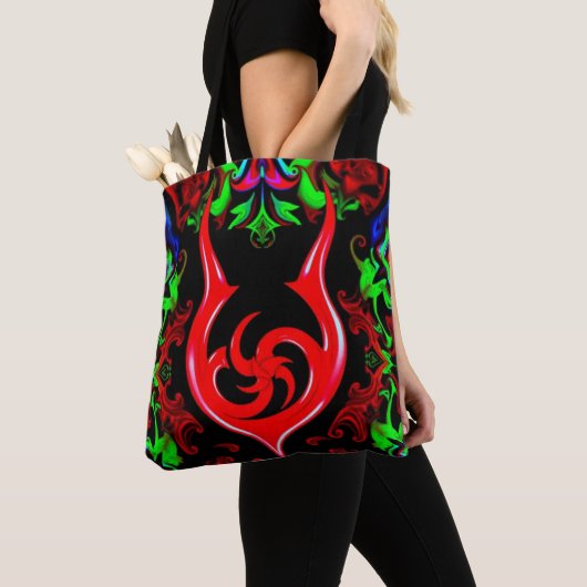 Neon Flame Mandala Pattern Tote Bag (Dichtbij)