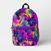 Neon Flame Tie Dye Paarse Monogram Bedrukte Rugzak (Voorkant)