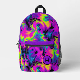 Neon Flame Tie Dye Paarse Monogram Bedrukte Rugzak