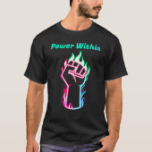 Neon Flaming Fist – Power & Strength Art T-shirt (Voorkant)