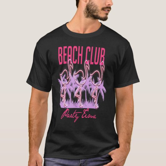 Neon Flamingo Beach Club Vogue T-shirt (Voorkant)