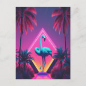 Neon Flamingo Palm Trees vaporwave esthetisch Briefkaart (Voorkant)