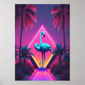 Neon Flamingo Palm Trees vaporwave esthetisch Poster (Voorkant)