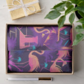 Neon Flamingo Palm Trees vaporwave esthetisch Tissuepapier (Geschenk)