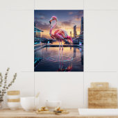 Neon Flamingo Sunset Marina Poster (Keuken)