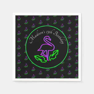 Neon Flamingo Teen Birthday Glow Servet