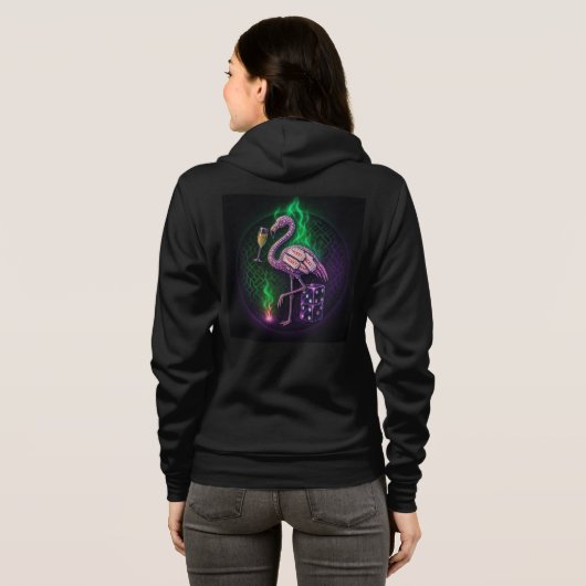 Neon Flamingo Vegas Glam Hoodie 🔥🥂 (Achterkant volledig)