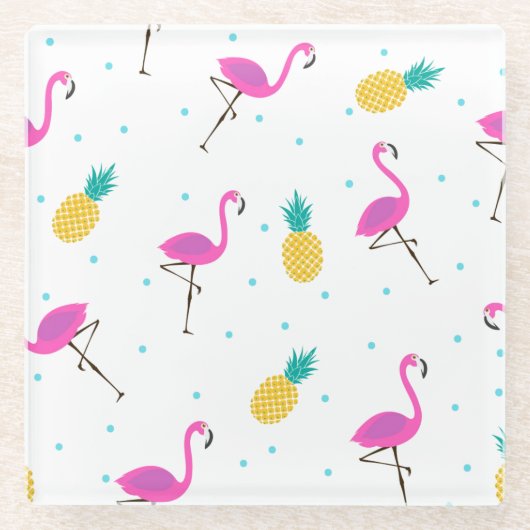 Neon Flamingos 2 2 Glazen Onderzetter (Voorkant)