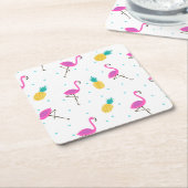 Neon Flamingos 2 2 Kartonnen Onderzetters (Schuin)