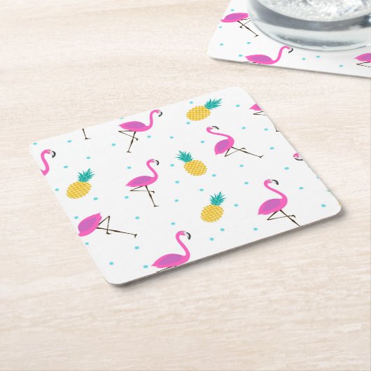 Neon Flamingos 2 2 Kartonnen Onderzetters (Schuin)