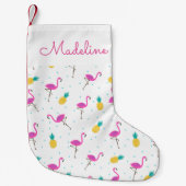 Neon Flamingos | Jouw namen toevoegen Kleine Kerstsok (Voorkant)