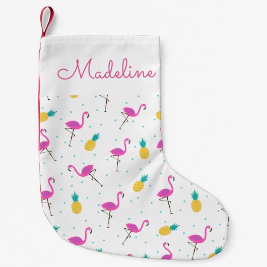 Neon Flamingos | Jouw namen toevoegen Kleine Kerstsok (Voorkant)