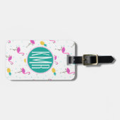 Neon Flamingos | Monogram Bagagelabel (Voorkant horizontaal)