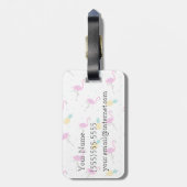 Neon Flamingos | Monogram Bagagelabel (Achterkant verticaal)