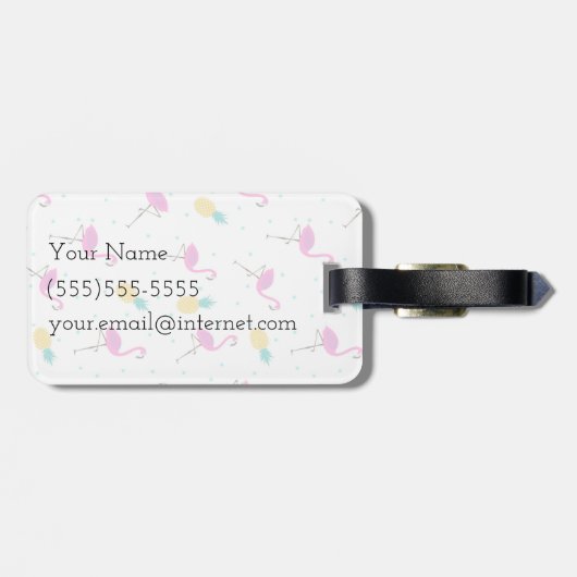 Neon Flamingos | Monogram Bagagelabel (Achterkant horizontaal)