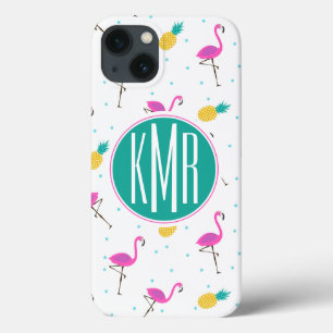 Neon Flamingos Monogram Case-Mate iPhone Case