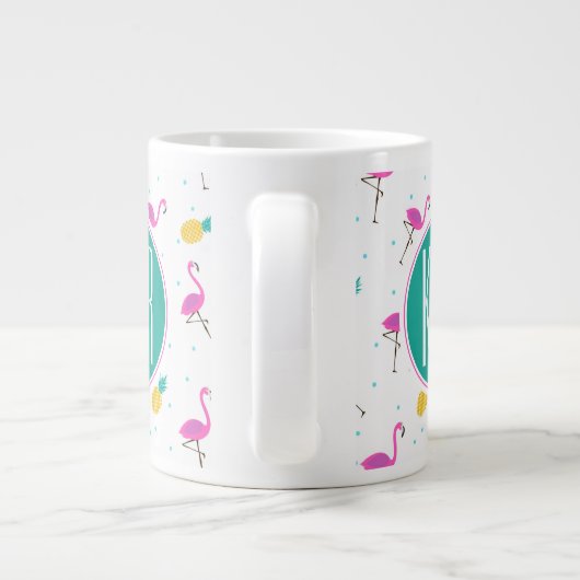 Neon Flamingos | Monogram Grote Koffiekop (Achterkant)