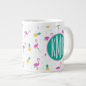 Neon Flamingos | Monogram Grote Koffiekop (Voorkant rechts)