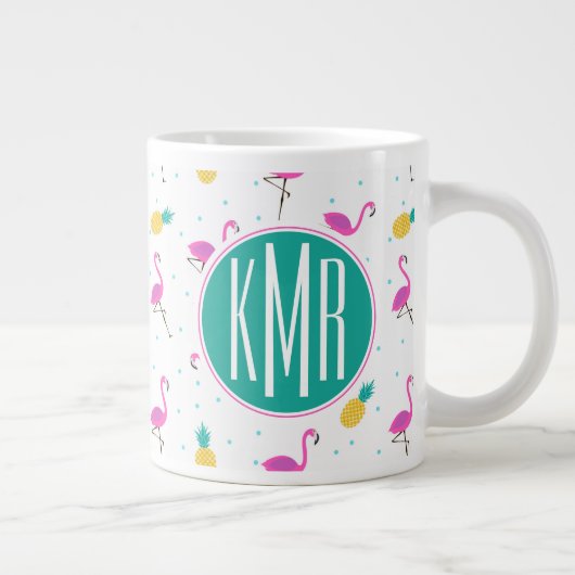 Neon Flamingos | Monogram Grote Koffiekop (Rechts)