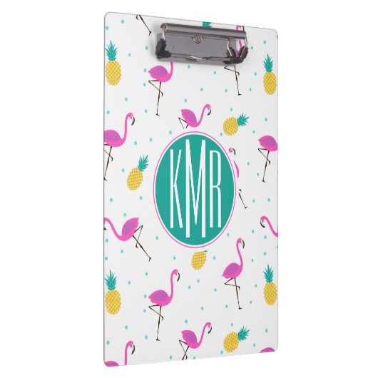 Neon Flamingos | Monogram Klembord (Rechts)