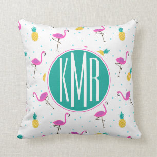Neon Flamingos   Monogram Kussen