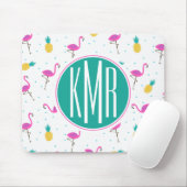 Neon Flamingos | Monogram Muismat (Met muis)