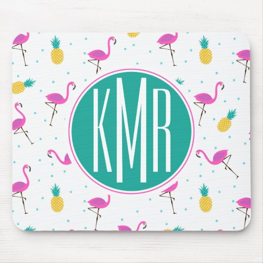 Neon Flamingos | Monogram Muismat (Voorkant)