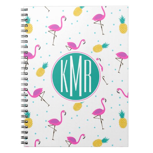 Neon Flamingo's | Monogram Notitieboek (Voorkant)
