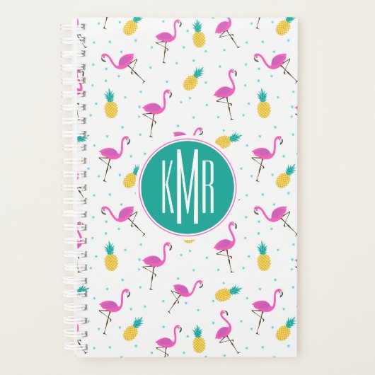Neon Flamingos | Monogram Planner (Voorkant)
