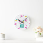 Neon Flamingos | Monogram Ronde Klok (Huis)