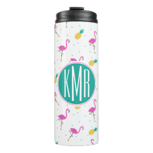 Neon Flamingos   Monogram Thermosbeker