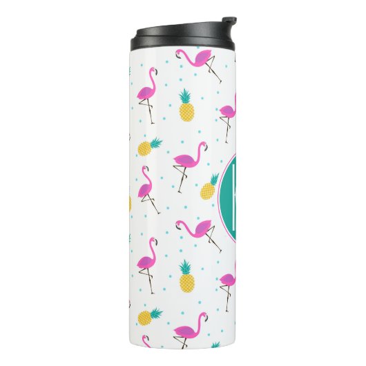 Neon Flamingos | Monogram Thermosbeker (Gedraaid links)