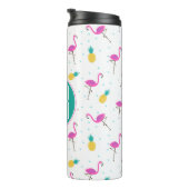 Neon Flamingos | Monogram Thermosbeker (Geroteerd rechts)