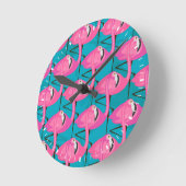 Neon Flamingos Ronde Klok (Hoek)