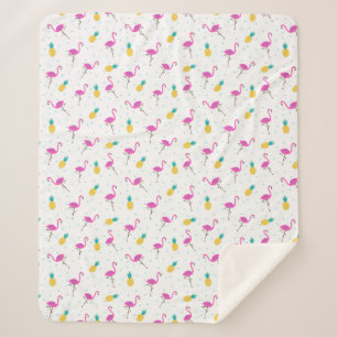 Neon Flamingos Sherpa Deken