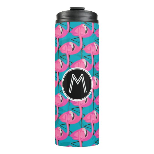Neon Flamingos Two | Voeg je Initiaal toe Thermosbeker (Voorkant)