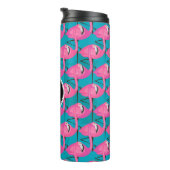 Neon Flamingos Two | Voeg je Initiaal toe Thermosbeker (Geroteerd rechts)