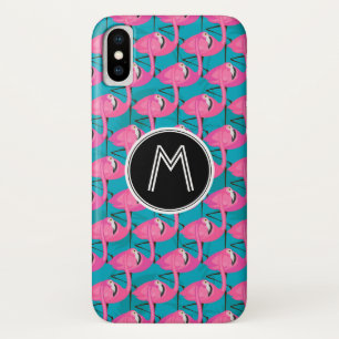 Neon Flamingos   Voeg je Initiaal toe iPhone X Hoesje