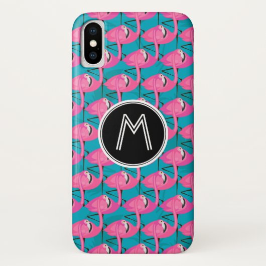 Neon Flamingos | Voeg je Initiaal toe Case-Mate iPhone Case (Achterkant)