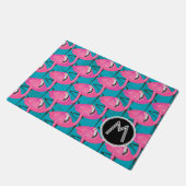 Neon Flamingos | Voeg je Initiaal toe Deurmat (Schuin)