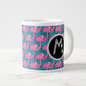 Neon Flamingos | Voeg je Initiaal toe Grote Koffiekop (Voorkant rechts)