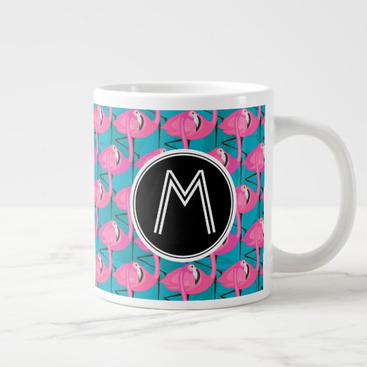 Neon Flamingos | Voeg je Initiaal toe Grote Koffiekop (Rechts)