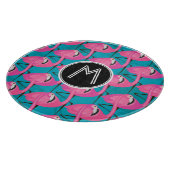 Neon Flamingos | Voeg je Initiaal toe Snijplank (Hoek)