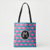 Neon Flamingos | Voeg je Initiaal toe Tote Bag (Voorkant)